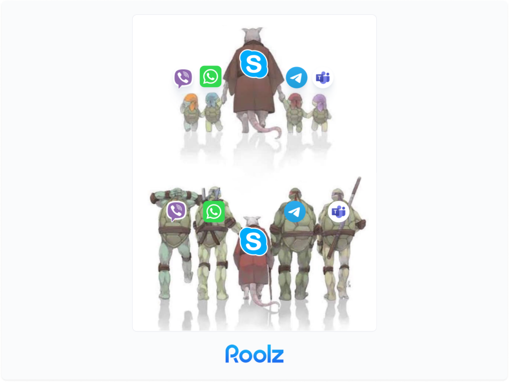 Мем про историю платформы Skype 